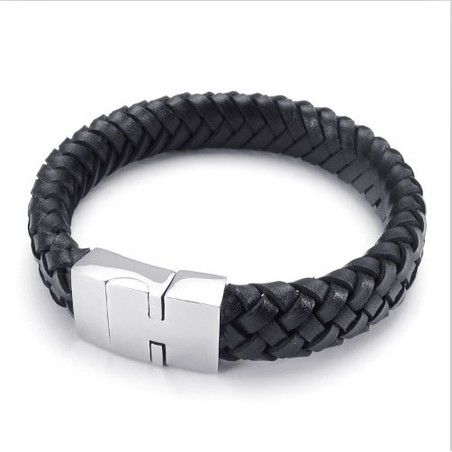 Deft Design Delicate Colors Stable Quality Titanium Leather Bracelet