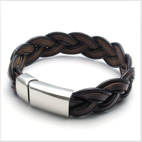 Deft Design Delicate Colors Stable Quality Titanium Leather Bracelet