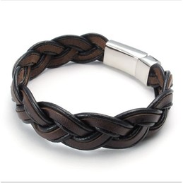 Deft Design Delicate Colors Stable Quality Titanium Leather Bracelet