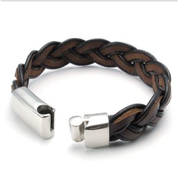 Deft Design Delicate Colors Stable Quality Titanium Leather Bracelet