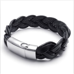 Deft Design Delicate Colors Stable Quality Titanium Leather Bracelet