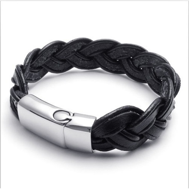 Deft Design Delicate Colors Stable Quality Titanium Leather Bracelet
