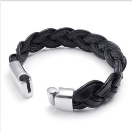 Deft Design Delicate Colors Stable Quality Titanium Leather Bracelet