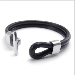 Deft Design Delicate Colors Stable Quality Titanium Leather Bracelet