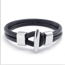 Deft Design Delicate Colors Stable Quality Titanium Leather Bracelet