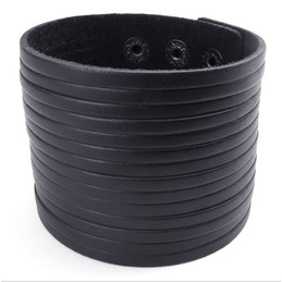 Deft Design Delicate Colors Excellent Quality Titanium Leather Bangle