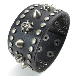 Sophisticated Technology Delicate Colors Excellent Quality Titanium Leather Bangle
