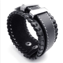 Deft Design Delicate Colors Excellent Quality Titanium Leather Bangle