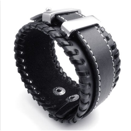 Deft Design Delicate Colors Excellent Quality Titanium Leather Bangle