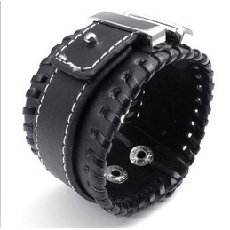 Deft Design Delicate Colors Excellent Quality Titanium Leather Bangle