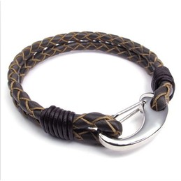 Deft Design Delicate Colors Excellent Quality Titanium Leather Bangle