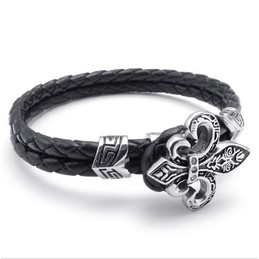 Deft Design Delicate Colors Excellent Quality Titanium Leather Bangle