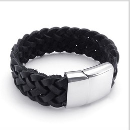 Deft Design Delicate Colors Stable Quality Titanium Leather Bracelet