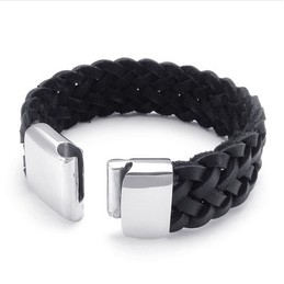 Deft Design Delicate Colors Stable Quality Titanium Leather Bracelet