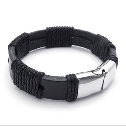 Deft Design Delicate Colors Reliable Quality Titanium Leather Bangle