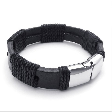 Deft Design Delicate Colors Reliable Quality Titanium Leather Bangle