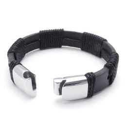 Deft Design Delicate Colors Reliable Quality Titanium Leather Bangle