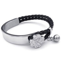 Skillful Manufacture Delicate Colors Excellent Quality Titanium Leather Bangle 