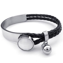 Finely Processed Delicate Colors Excellent Quality Titanium Leather Bangle