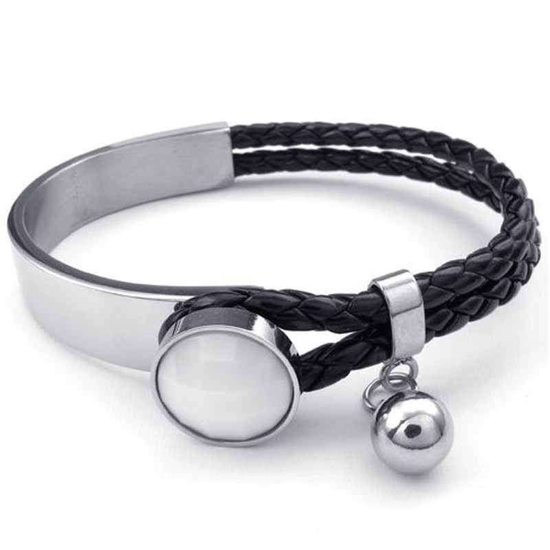 Finely Processed Delicate Colors Excellent Quality Titanium Leather Bangle