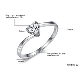 Excellent Quality Female Sweetheart Titanium Ring With Rhinestone