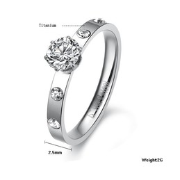 Quality and Quantity Assured Female Titanium Ring With Rhinestone