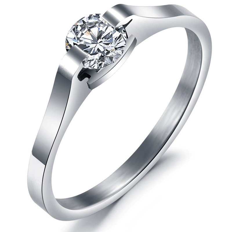 Stable Quality Titanium Ring With Rhinestone