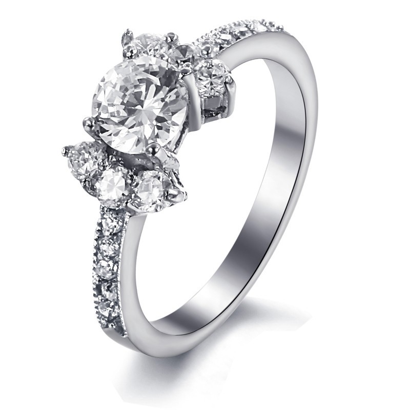 Wide Varieties Female Heart and Arrow Cut Titanium Ring With Rhinestone