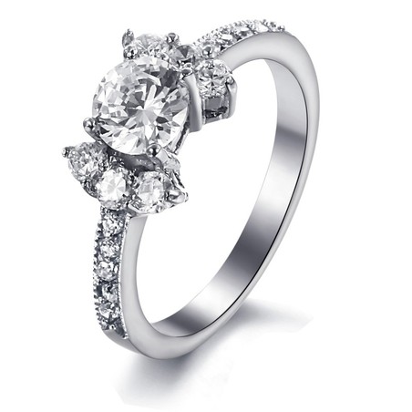 Wide Varieties Female Heart and Arrow Cut Titanium Ring With Rhinestone