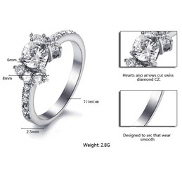 Wide Varieties Female Heart and Arrow Cut Titanium Ring With Rhinestone