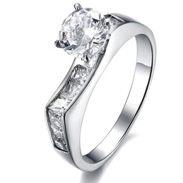 Stable Quality Female Titanium Ring With Rhinestone