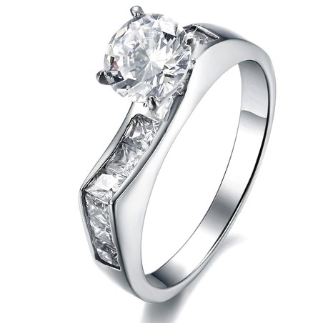 Stable Quality Female Titanium Ring With Rhinestone