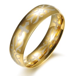 Superior Quality Male Golden Titanium Ring 