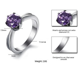 Selling Well all over the World Female Titanium Ring With Purple Diamond