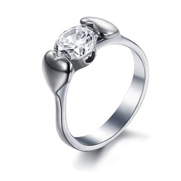 Stable Quality Female Titanium Ring With Rhinestone