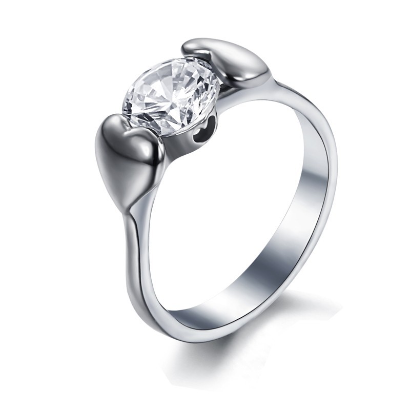 Stable Quality Female Titanium Ring With Rhinestone