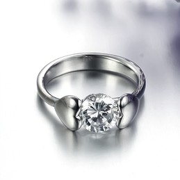 Stable Quality Female Titanium Ring With Rhinestone