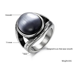 Durable in Use Exaggerate Emerald Titanium Ring 