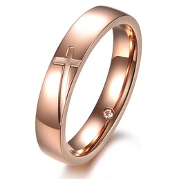 to Enjoy High Reputation at Home and Abroad Cross Titanium Ring For Lovers 