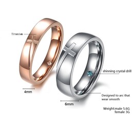 to Enjoy High Reputation at Home and Abroad Cross Titanium Ring For Lovers 