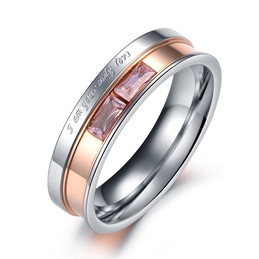 High Quality Titanium Ring For Lovers With Rhinestone