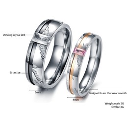 Excellent Quality Titanium Ring For Lovers With Rhinestone
