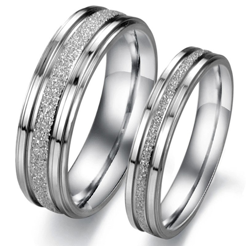 Wide Varieties Pearl Sand Titanium Ring For Lovers 