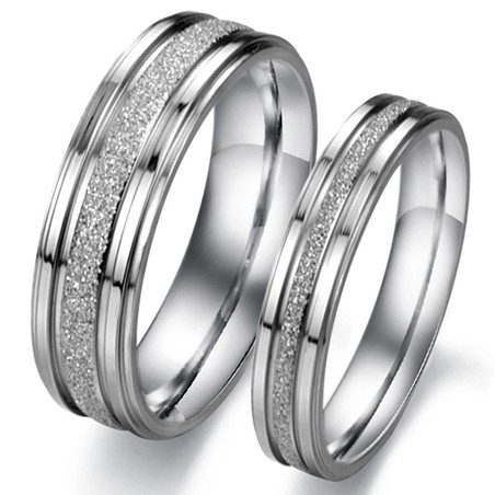 Wide Varieties Pearl Sand Titanium Ring For Lovers 