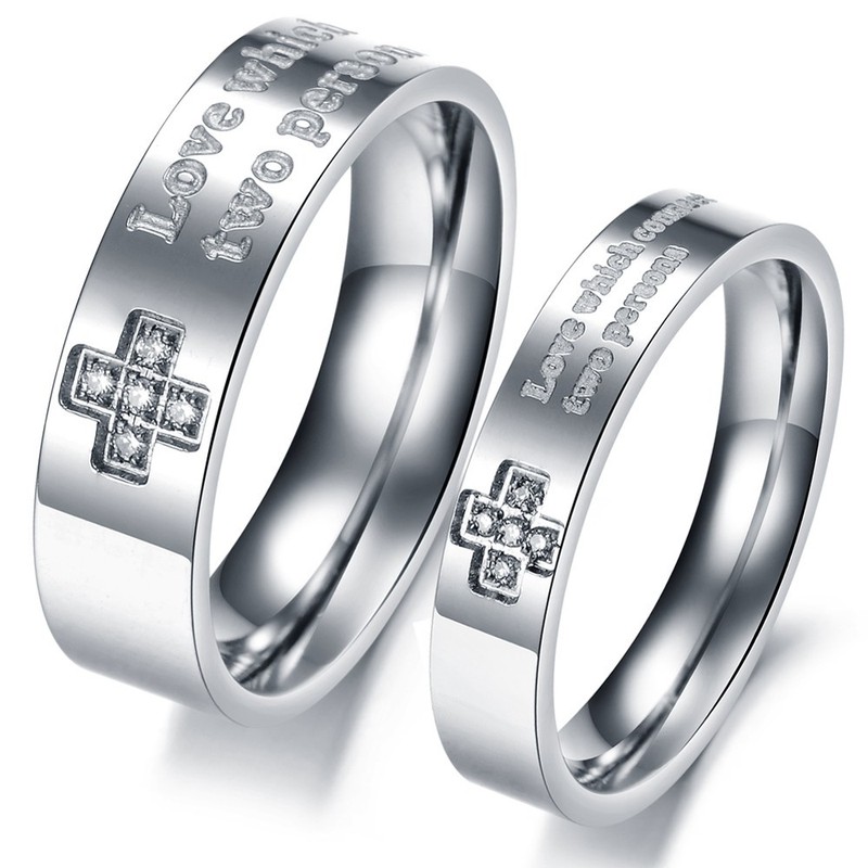 Selling Well all over the World Titanium Ring For Lovers With Rhinestone