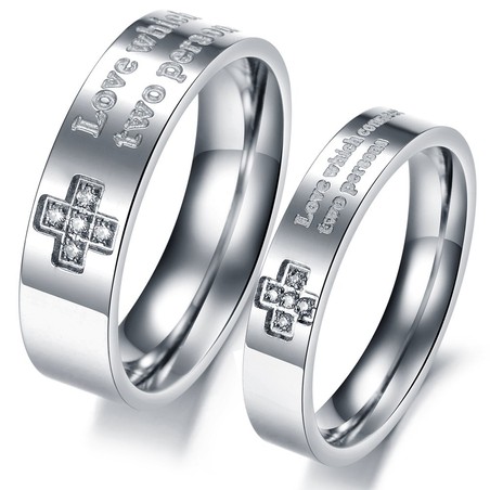 Selling Well all over the World Titanium Ring For Lovers With Rhinestone