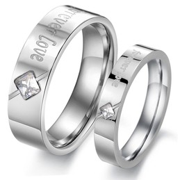 Wide Varieties Titanium Ring For Lovers With Rhinestone