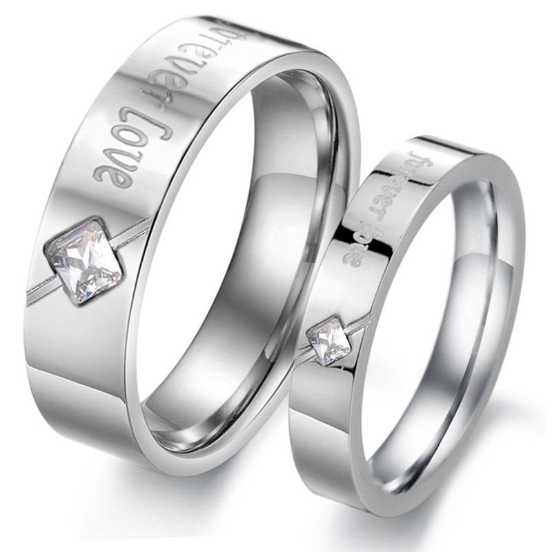 Wide Varieties Titanium Ring For Lovers With Rhinestone