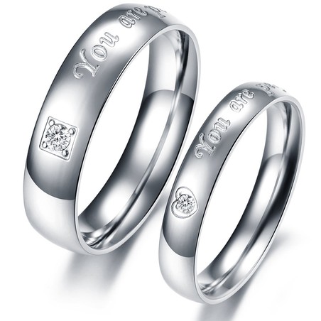 Quality and Quantity Assured Titanium Ring For Lovers With Rhinestone