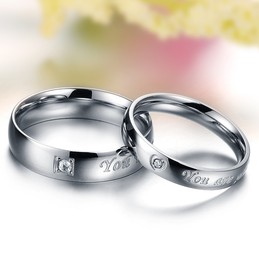 Quality and Quantity Assured Titanium Ring For Lovers With Rhinestone